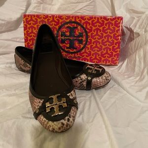 Tory Burch brown Snakeskin Flats